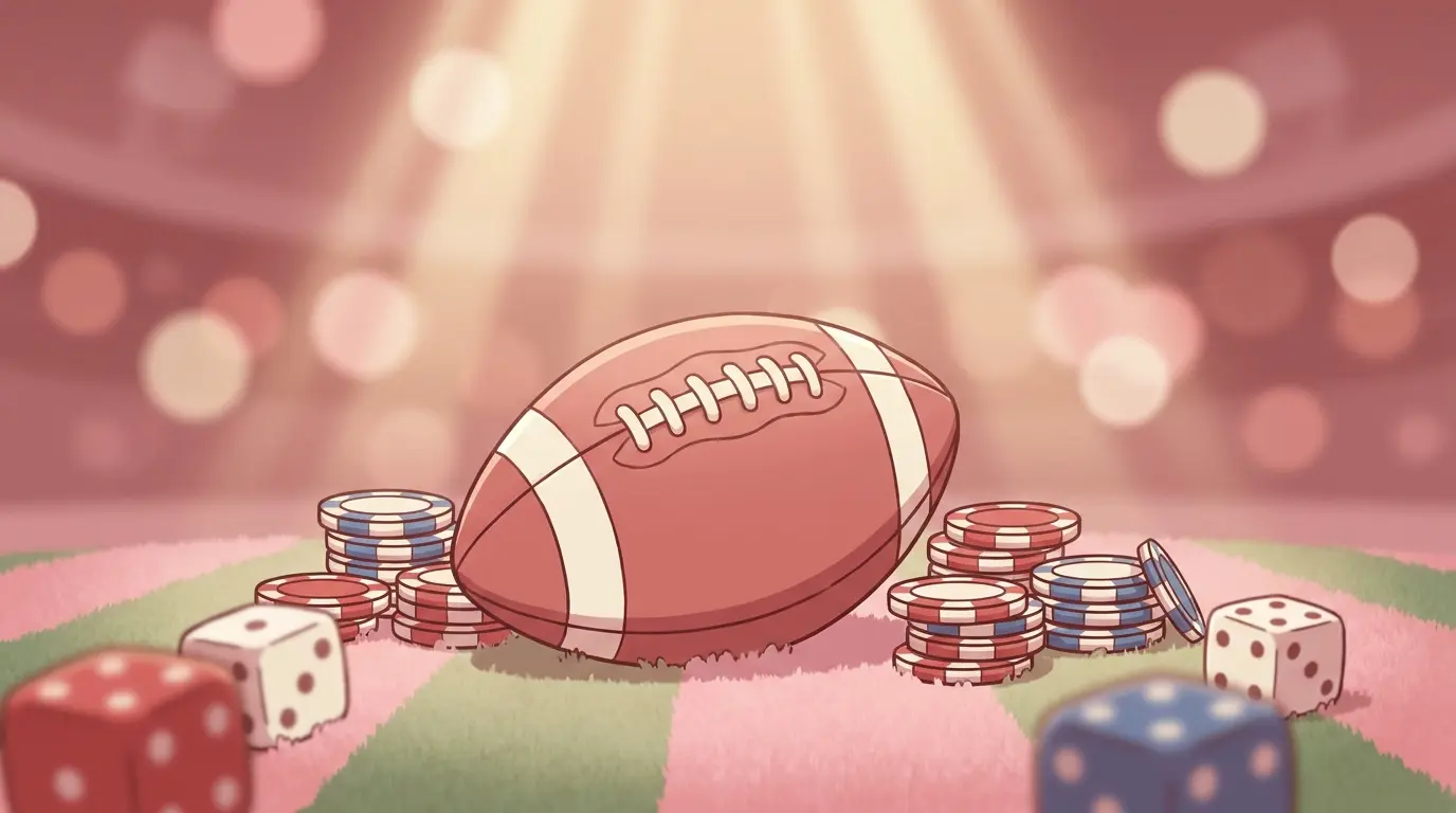 Football surrounded by casino chips representing sports betting
