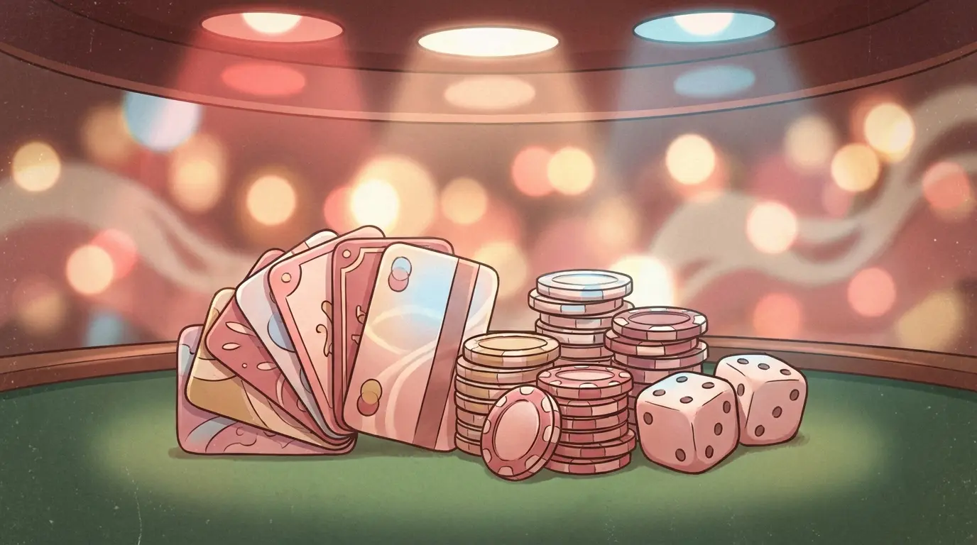 Gift cards arranged with casino chips on gaming table
