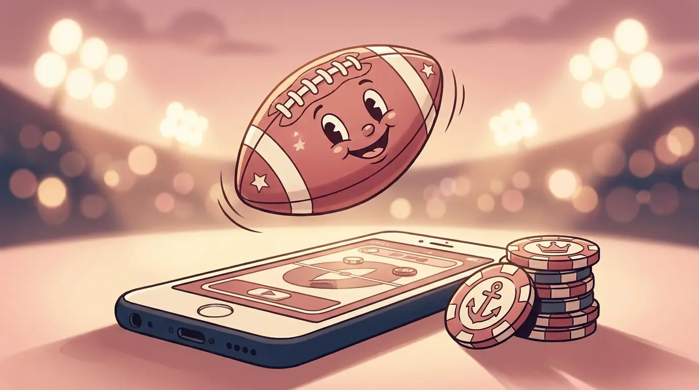 Football, chips and mobile device in patriotic American colors