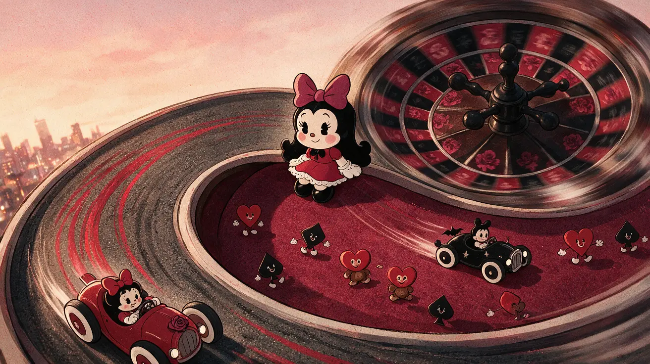 Racetrack merging with roulette wheel from above