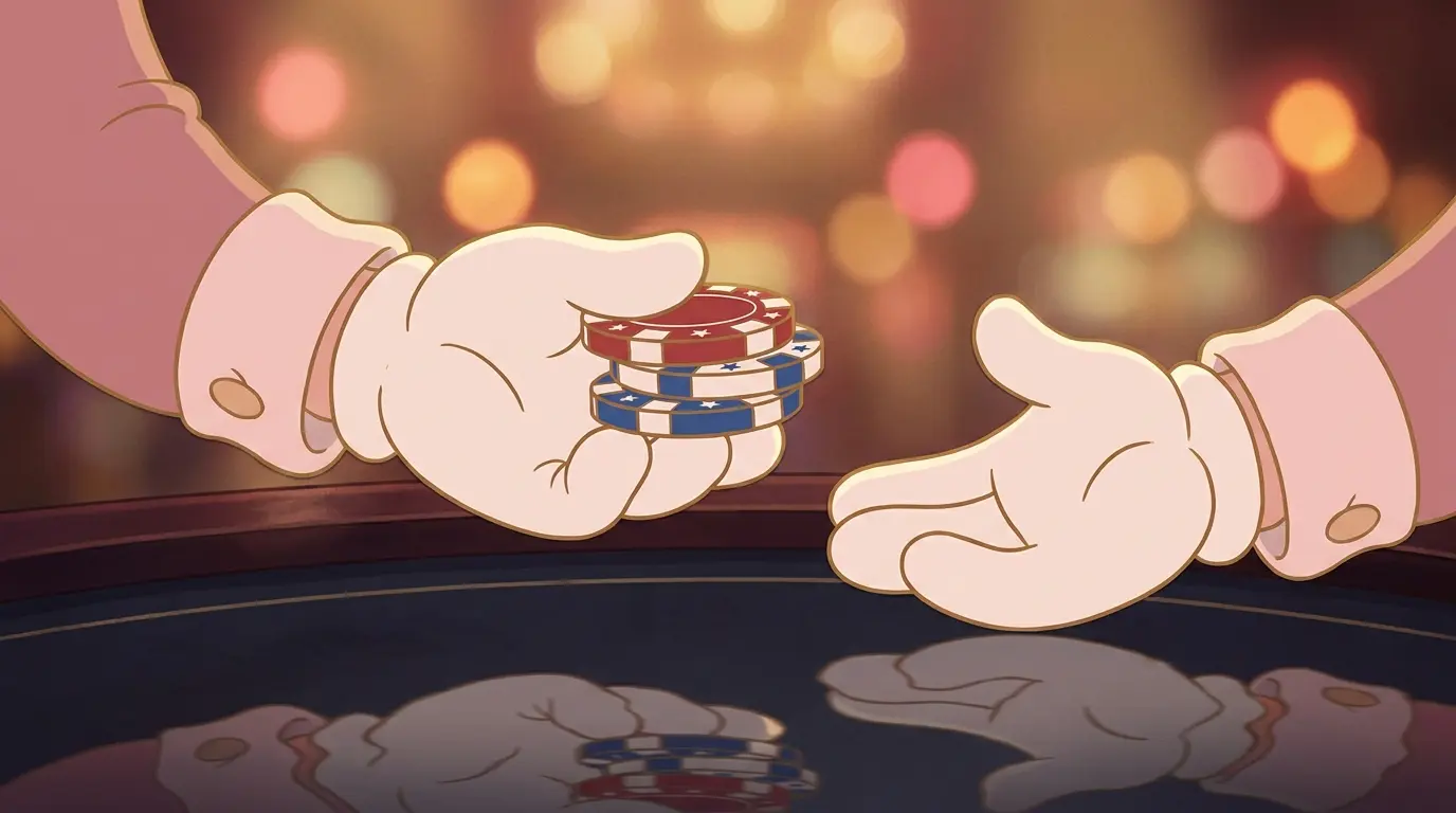 Hands exchanging casino chips symbolizing referral bonus sharing