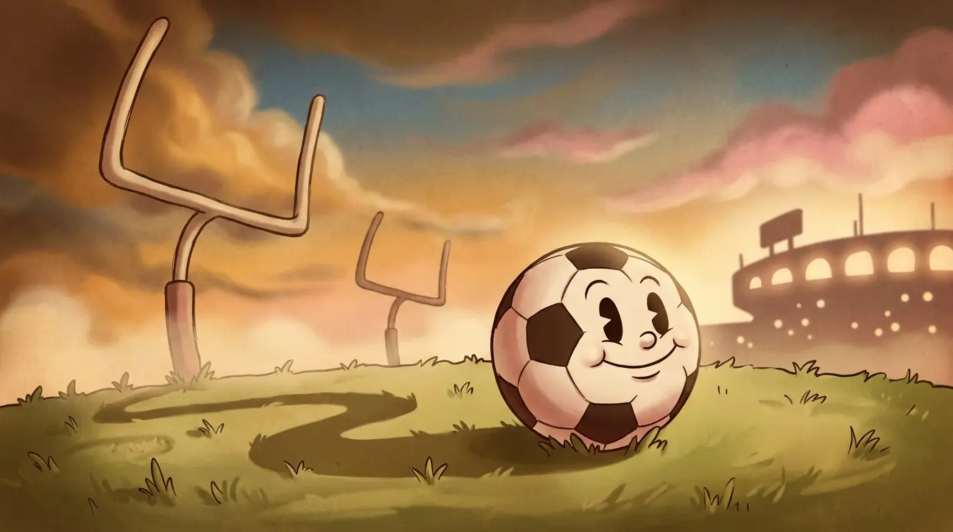Soccer ball on field with stadium representing sports betting coverage
