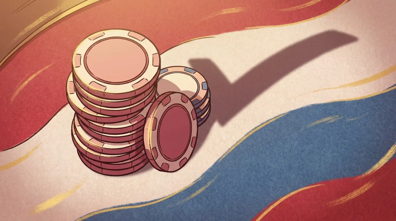 Casino chips with checkmark shadow symbolizing quick verification