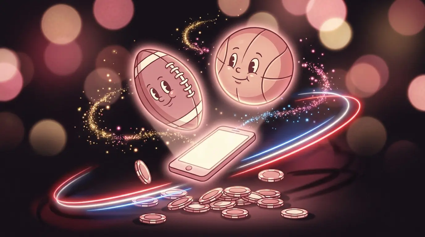 Virtual sports equipment with USA colors and betting chips