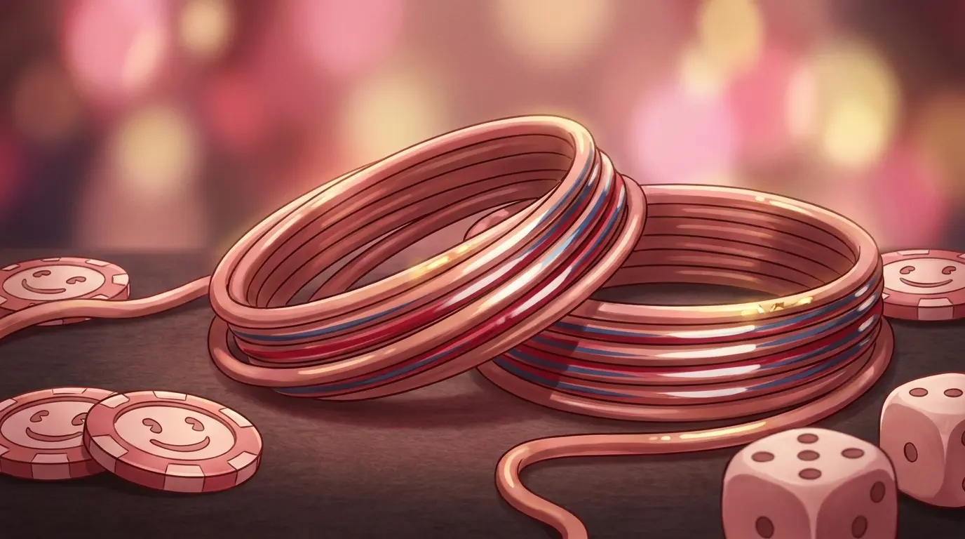 Wire coils with casino chips in patriotic American colors